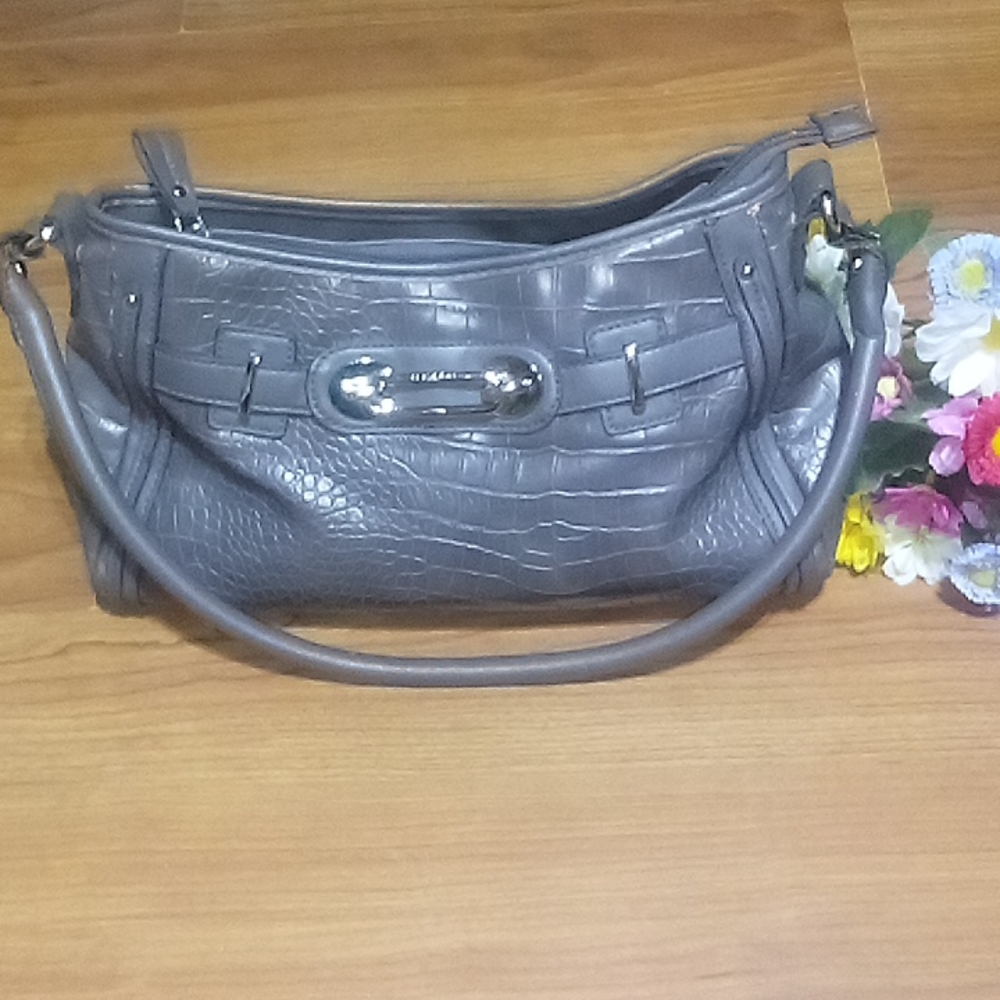 Beautiful gray leather "Rosetta" 👜 shoulder bag